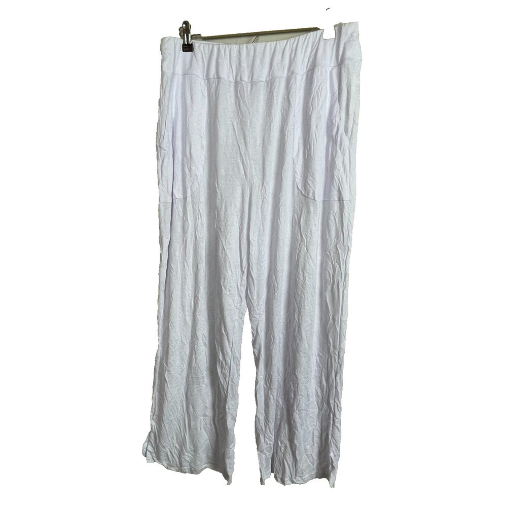 Shana Pull On Cropped Pants White Lagenlook Pockets‎ Size XL